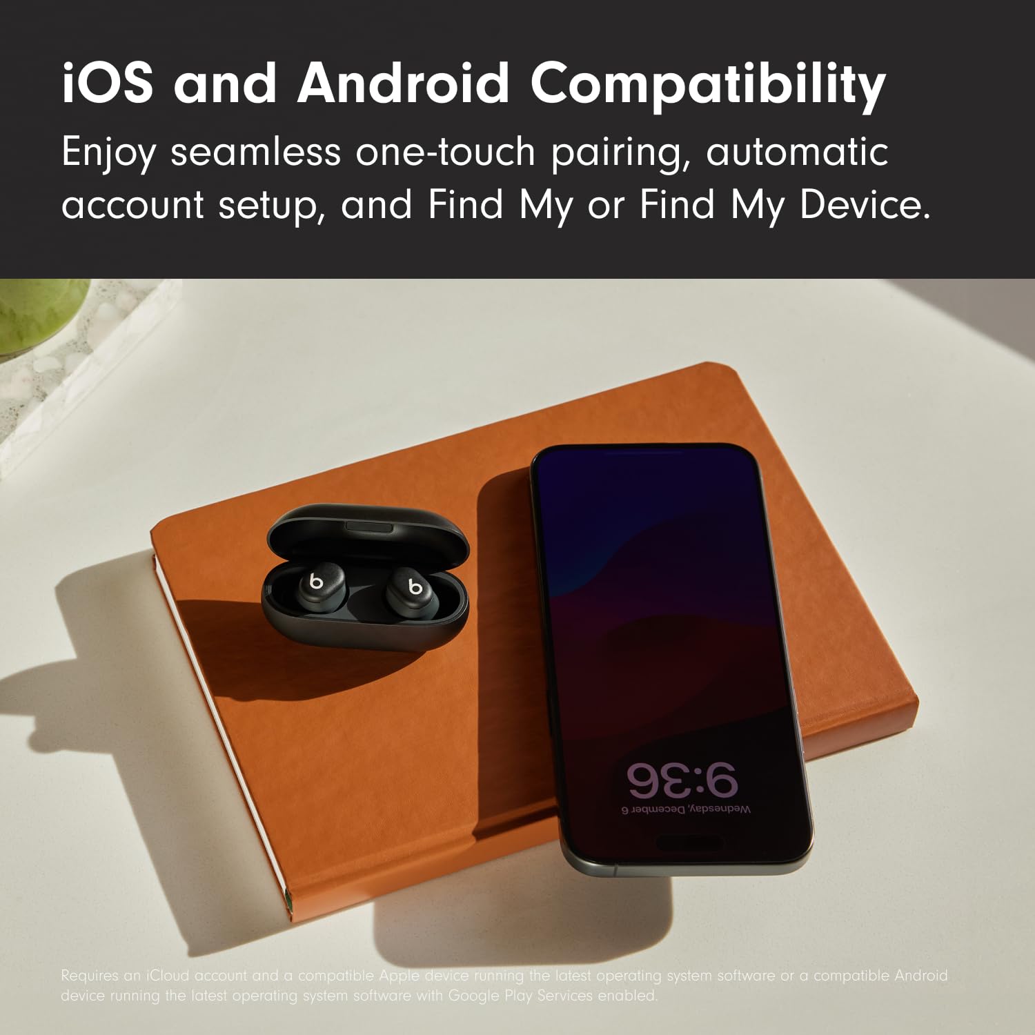 Beats Solo Buds charging from phone illustrating on-the-go power sharing convenience