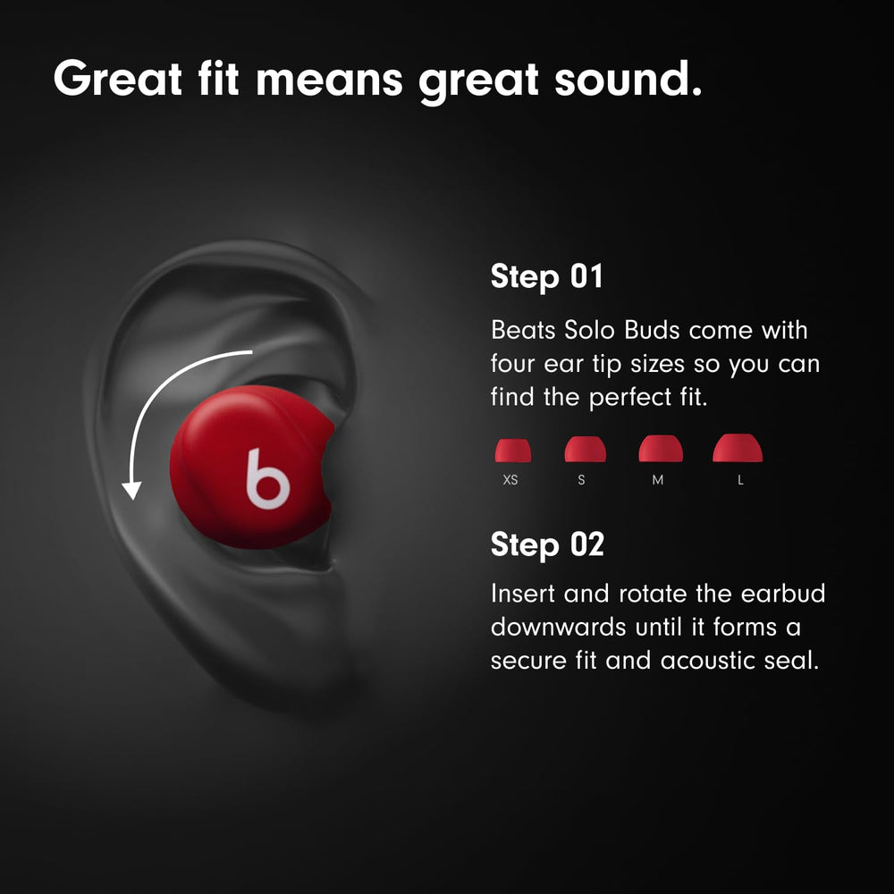 Beats Solo Buds compact case open displaying earbuds and convenient pocketable benefit