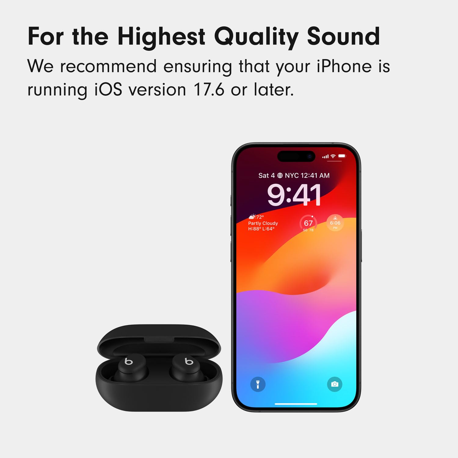 Beats Solo Buds packaging label showing product info and authentic Beats branding benefit