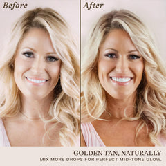 Beauty by Earth dropper dispensing drops for precise, buildable tanning
