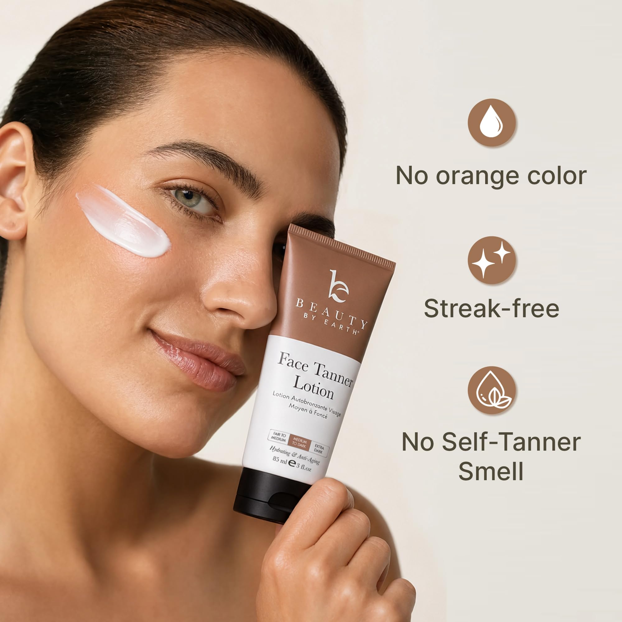 Beauty by Earth face tanner natural ingredient close-up highlighting organic formulation benefit