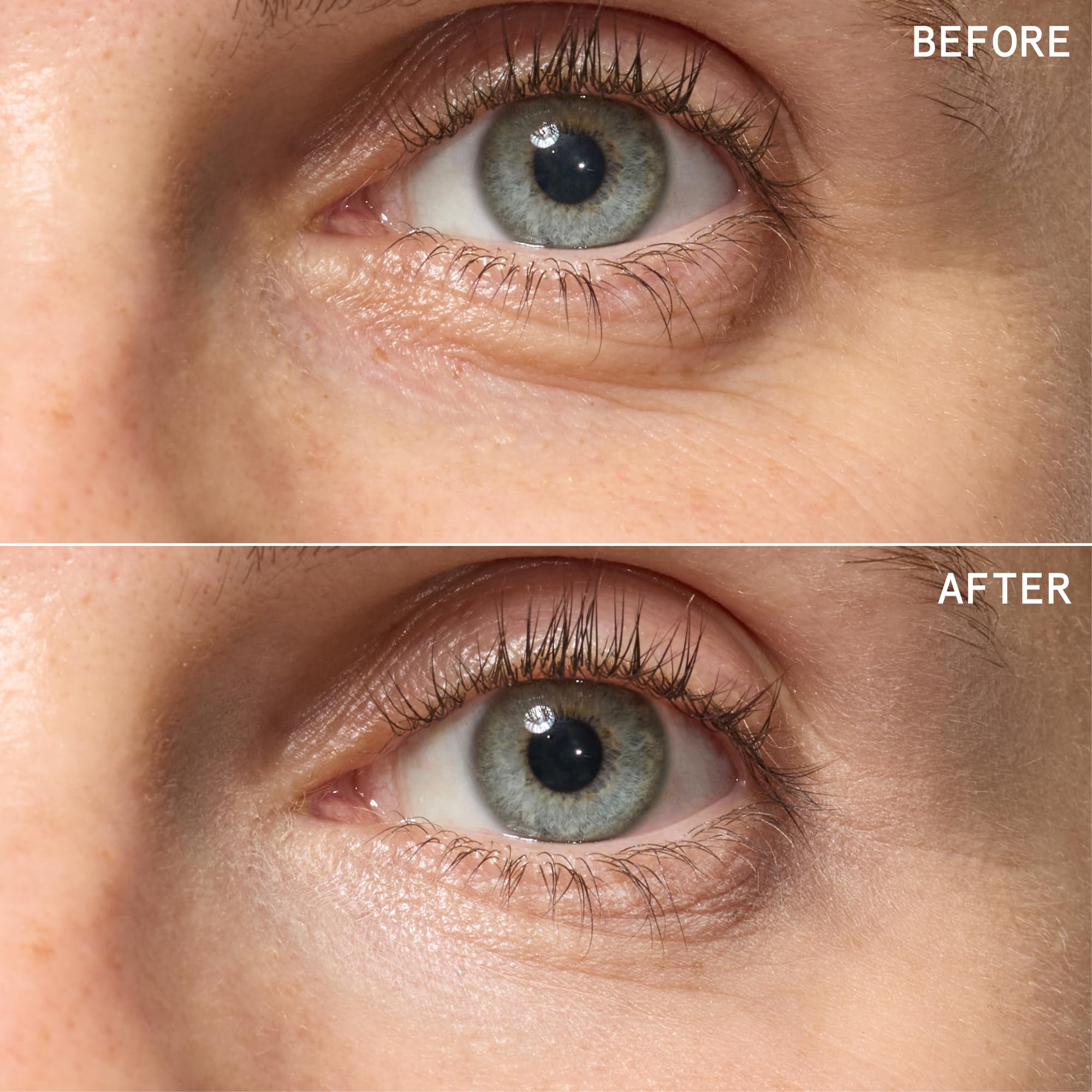 Beauty Pie applying under eye with fingertip illustrating gentle patting finish