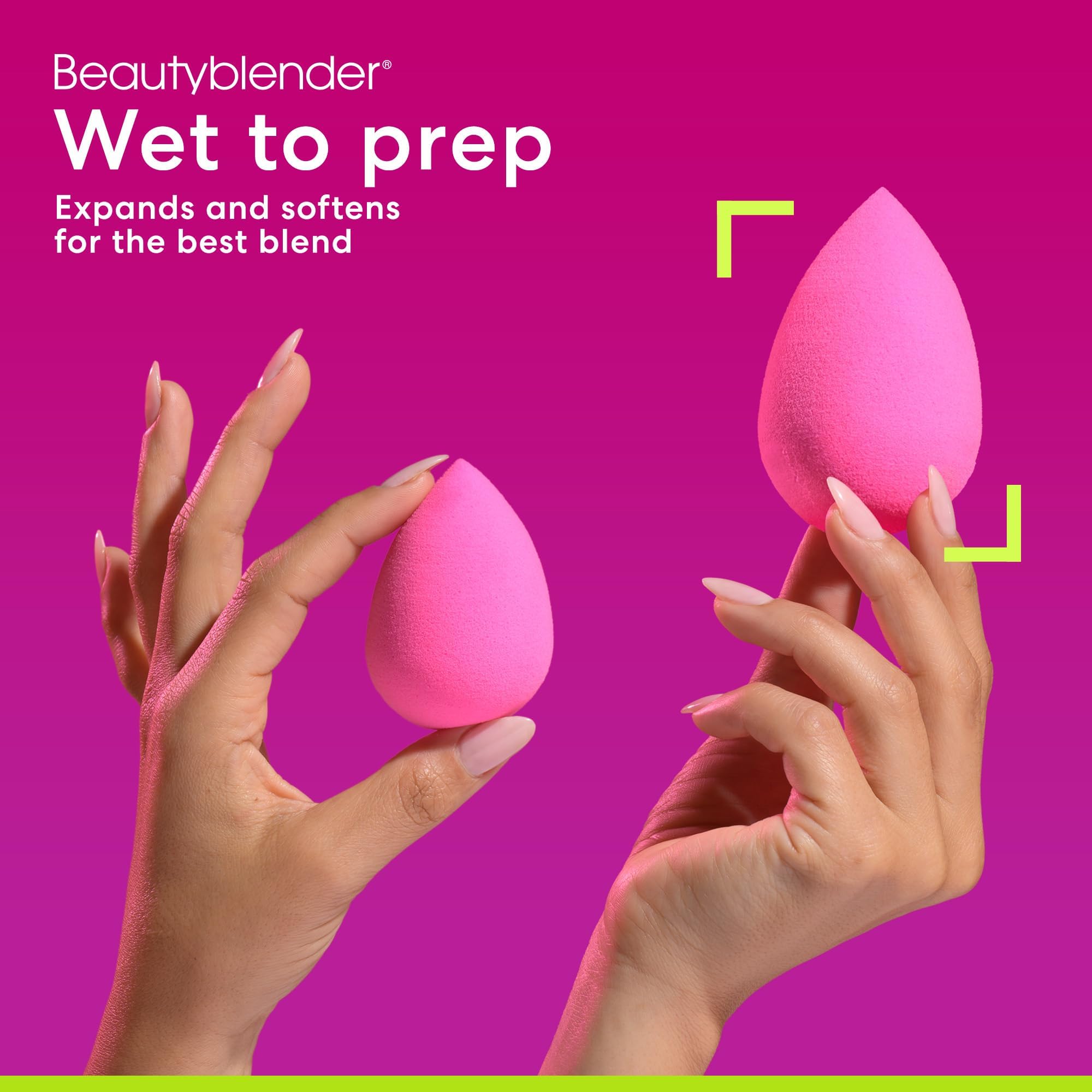 beautyblender packaging label and logo highlighting reusable, vegan and cruelty-free design