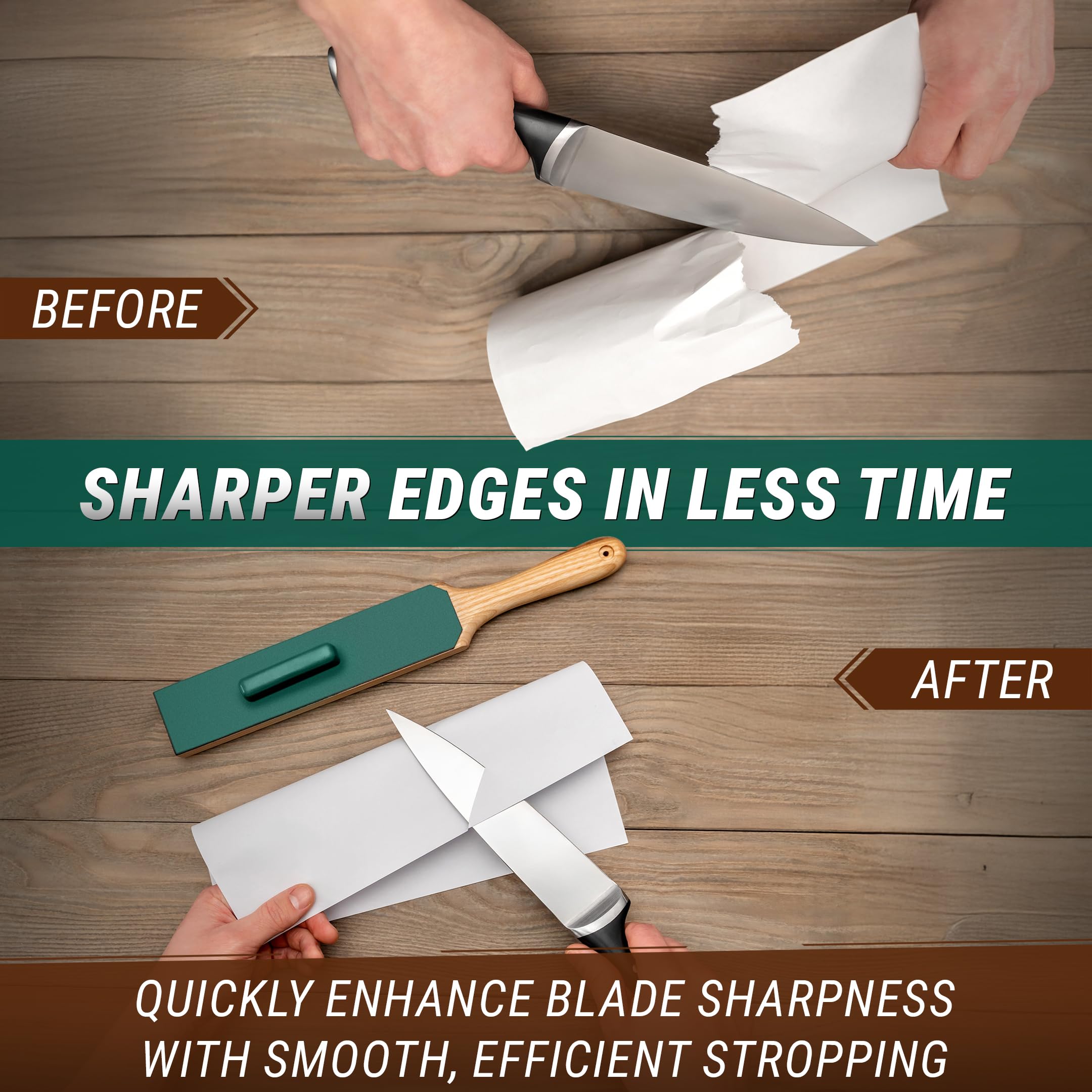 BeaverCraft being used on a carving knife showing improved edge alignment and sharpness