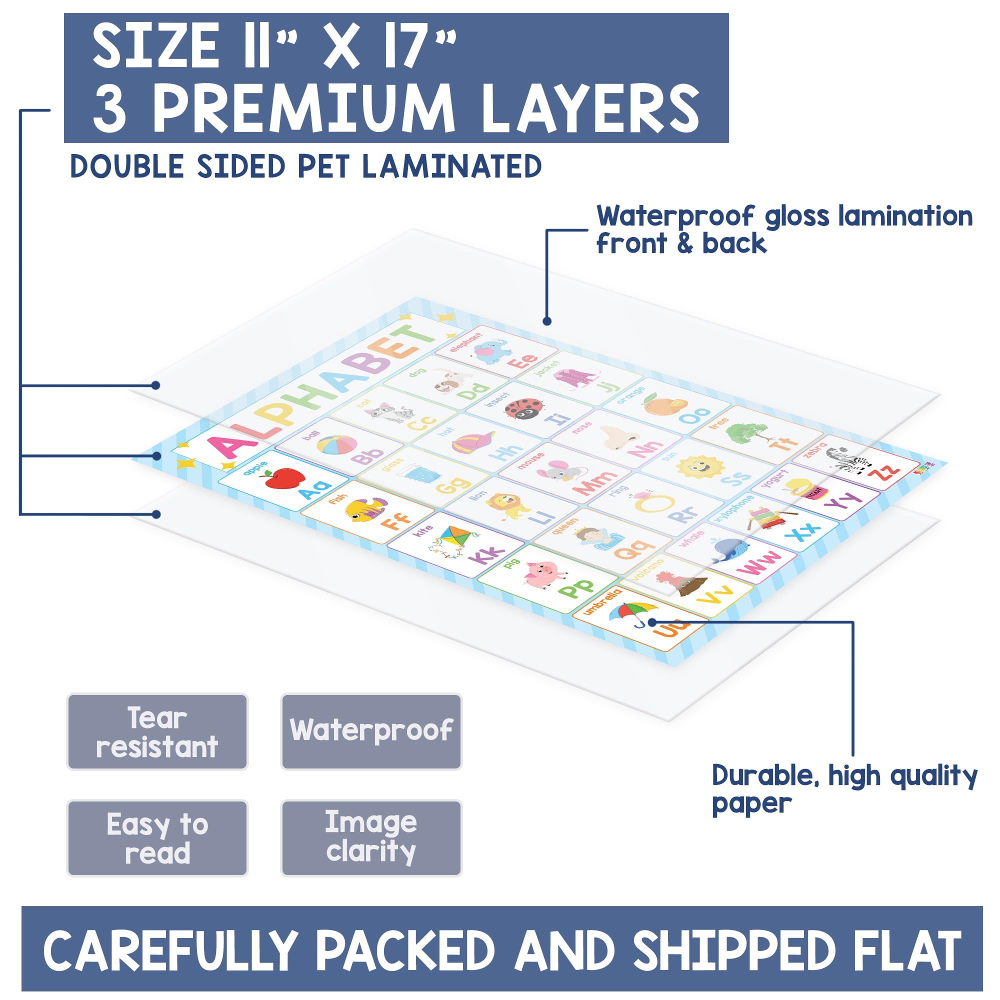 BEAWART flat-lay of several posters illustrating coordinated learning topics