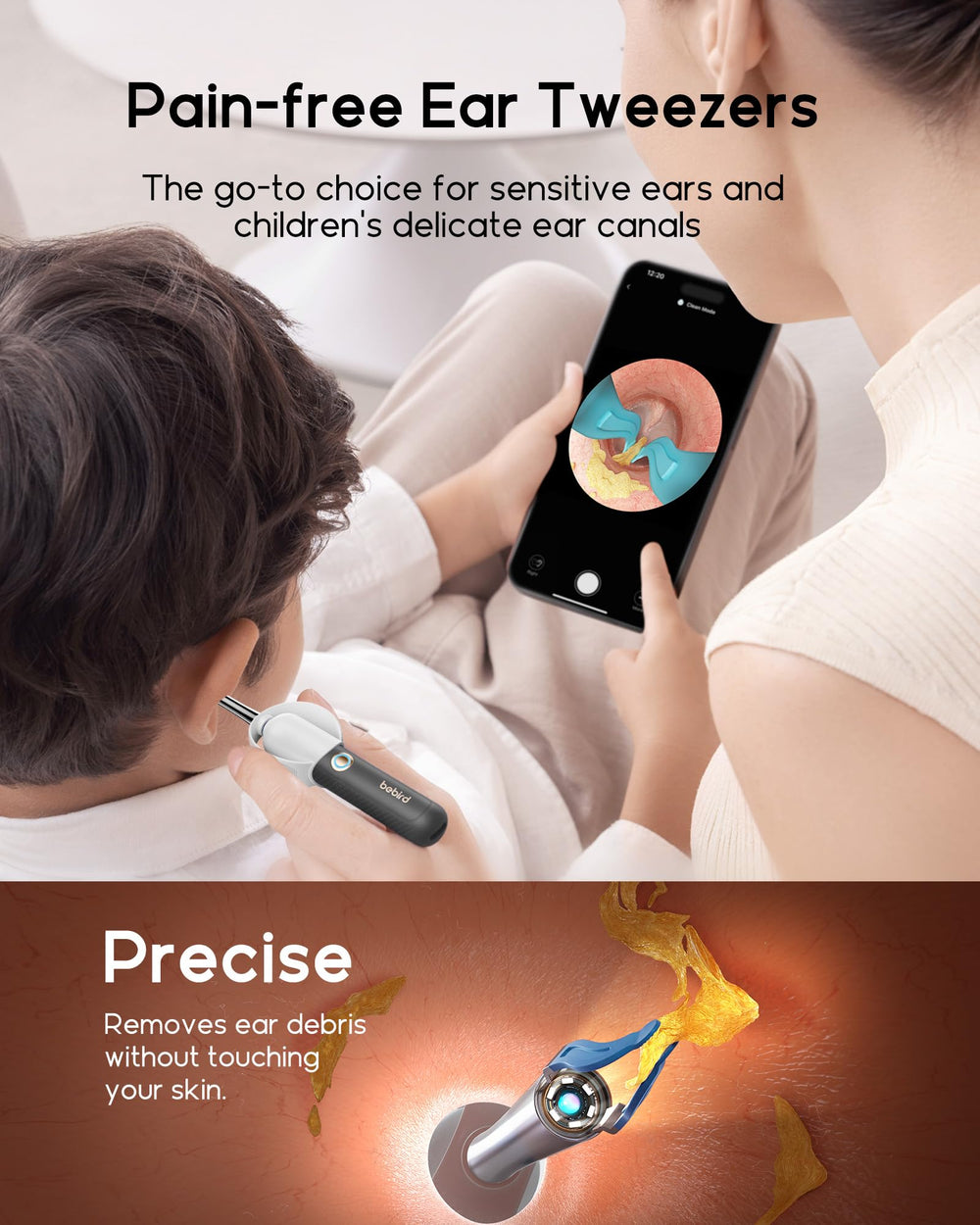 BEBIRD soft silicone tip detail, reducing irritation and increasing comfort