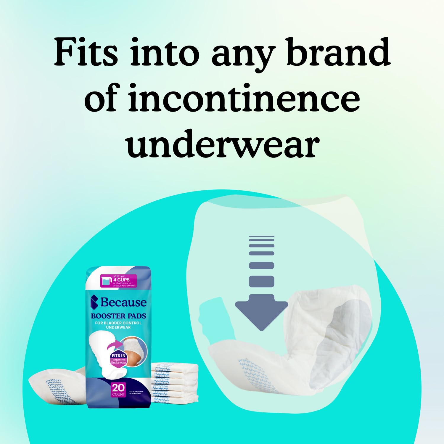 Because booster pad placed inside incontinence brief demonstrating fit and protection