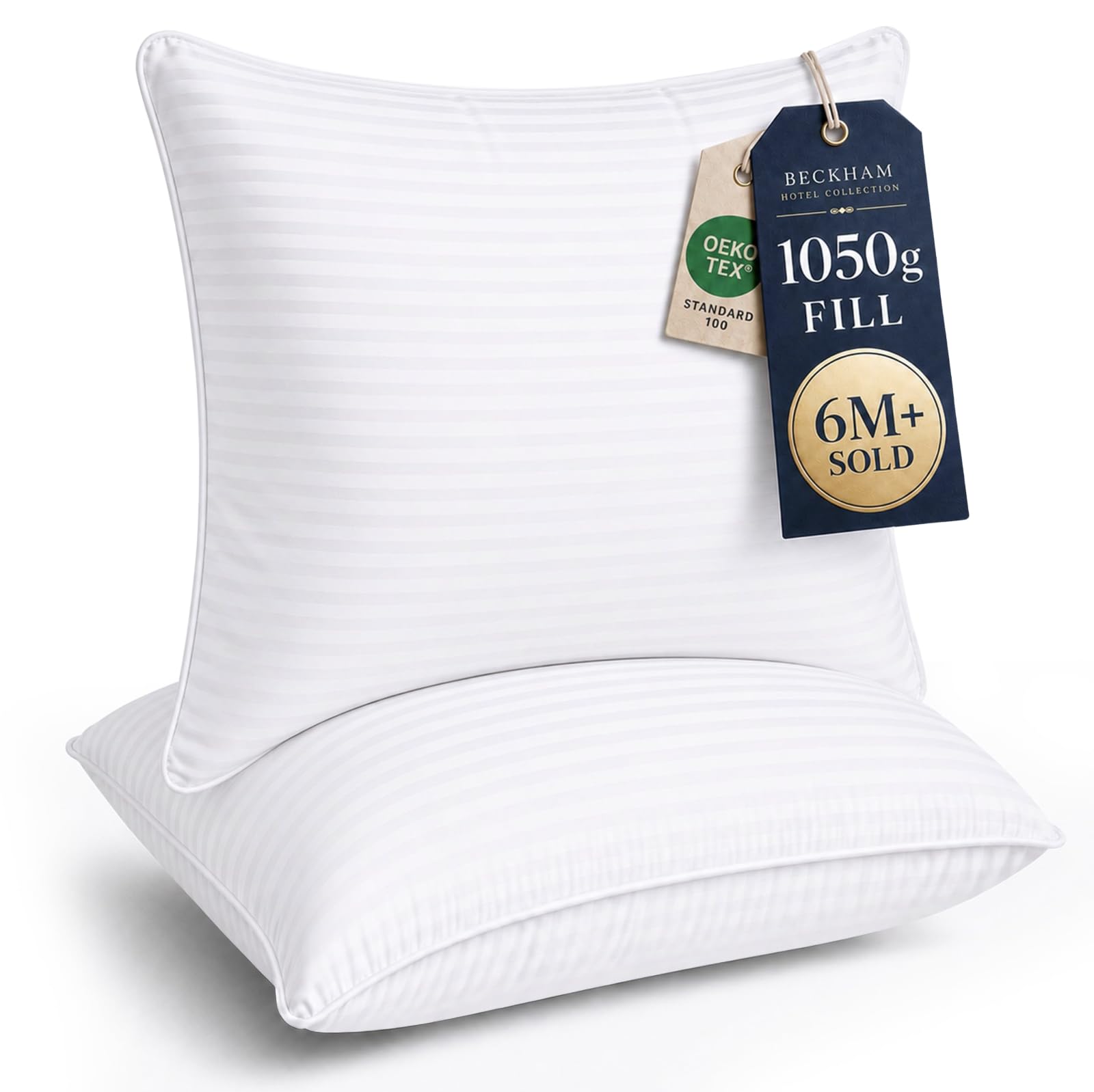 Beckham Hotel Collection euro pillows front view showing plush loft and shape