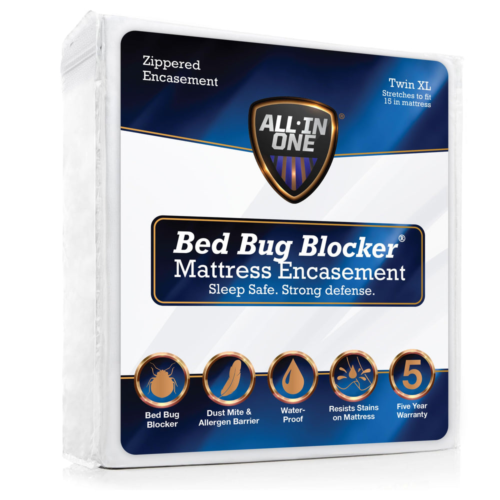 Bed Bug Blocker front packaging showing Twin XL protector and benefits