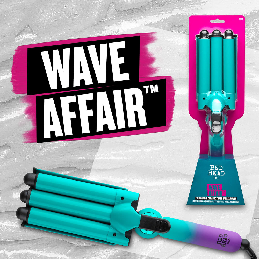 Bed Head waver placed next to ruler for scale showing jumbo barrel size benefit