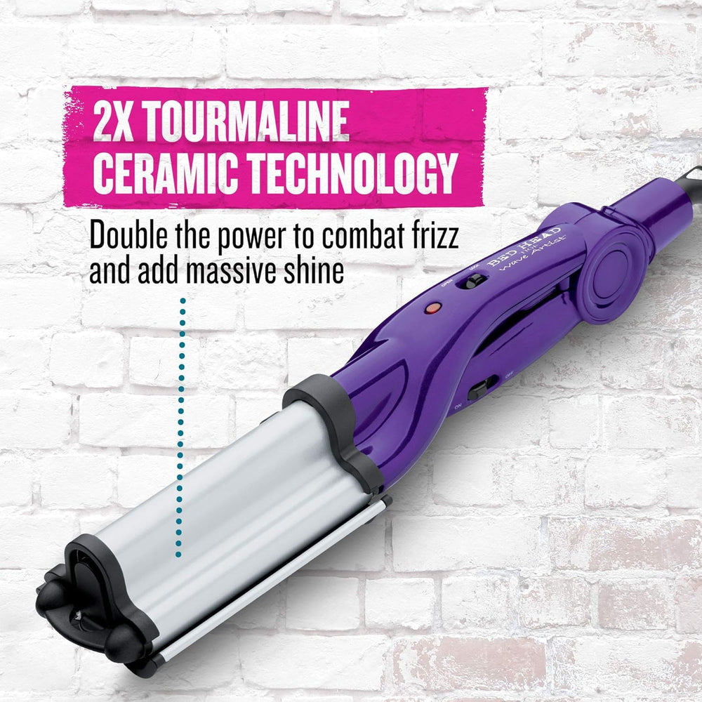 Bed Head Wave Artist barrel close-up showing tourmaline ceramic for extra shine and frizz control