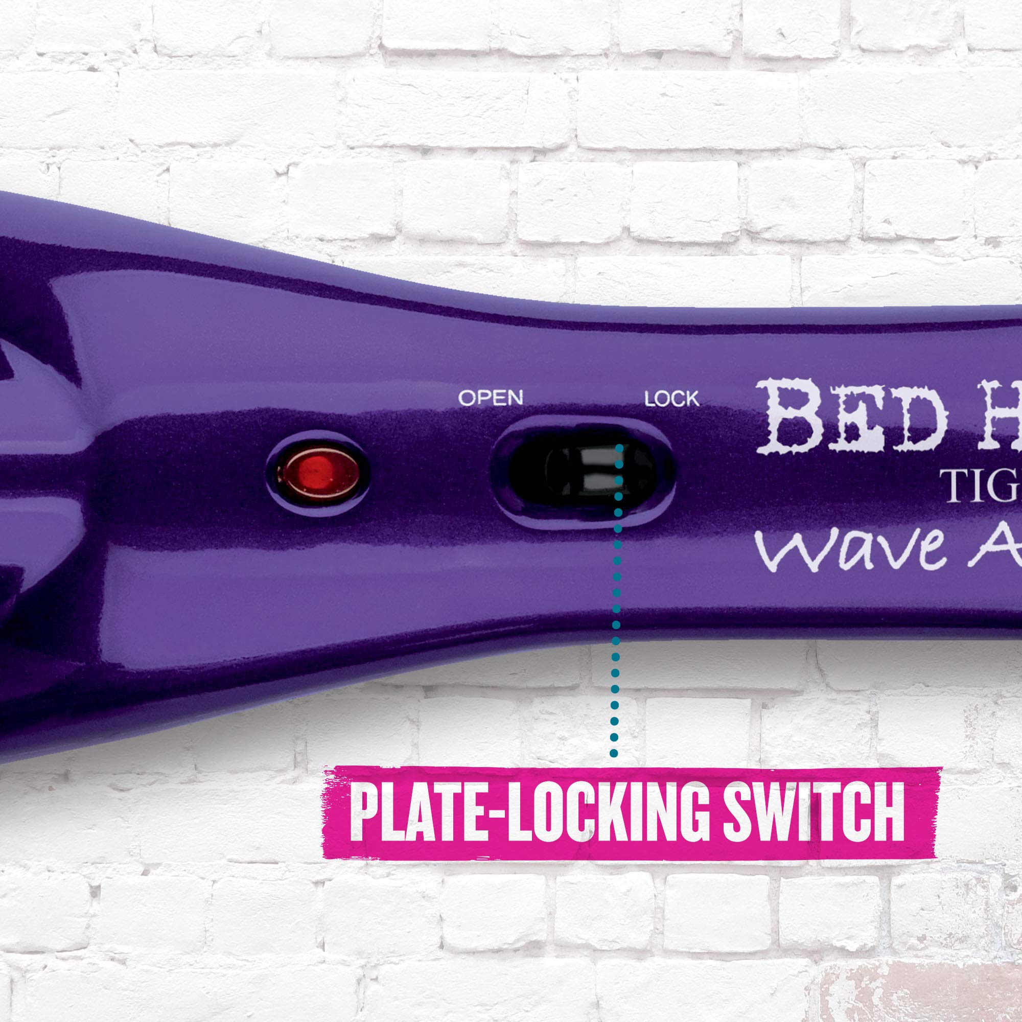 Bed Head Wave Artist locked storage position with plate-lock for compact, secure storage