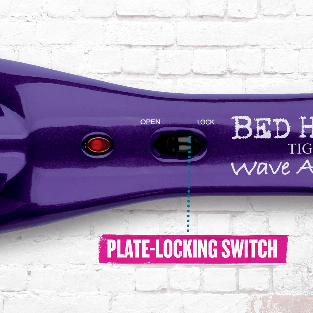 Bed Head Wave Artist locked storage position with plate-lock for compact, secure storage