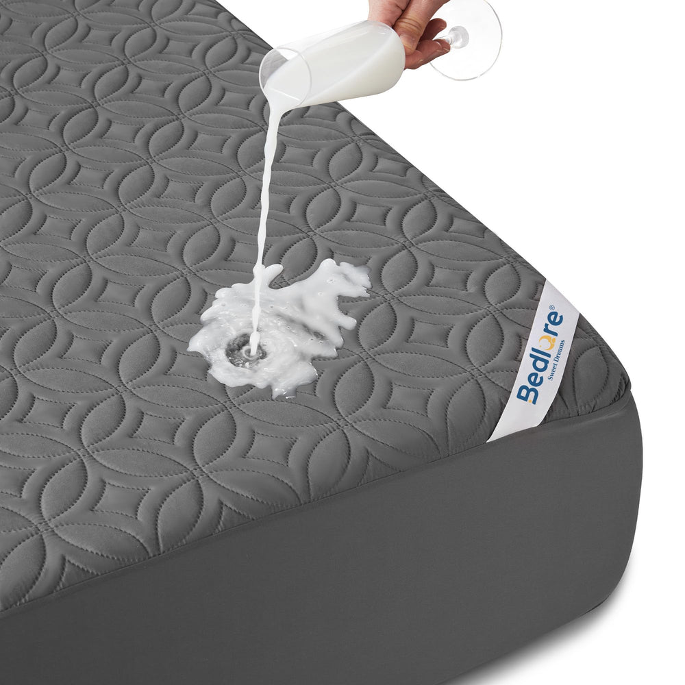 BEDLORE front view of full size protector showing neat fit and protection