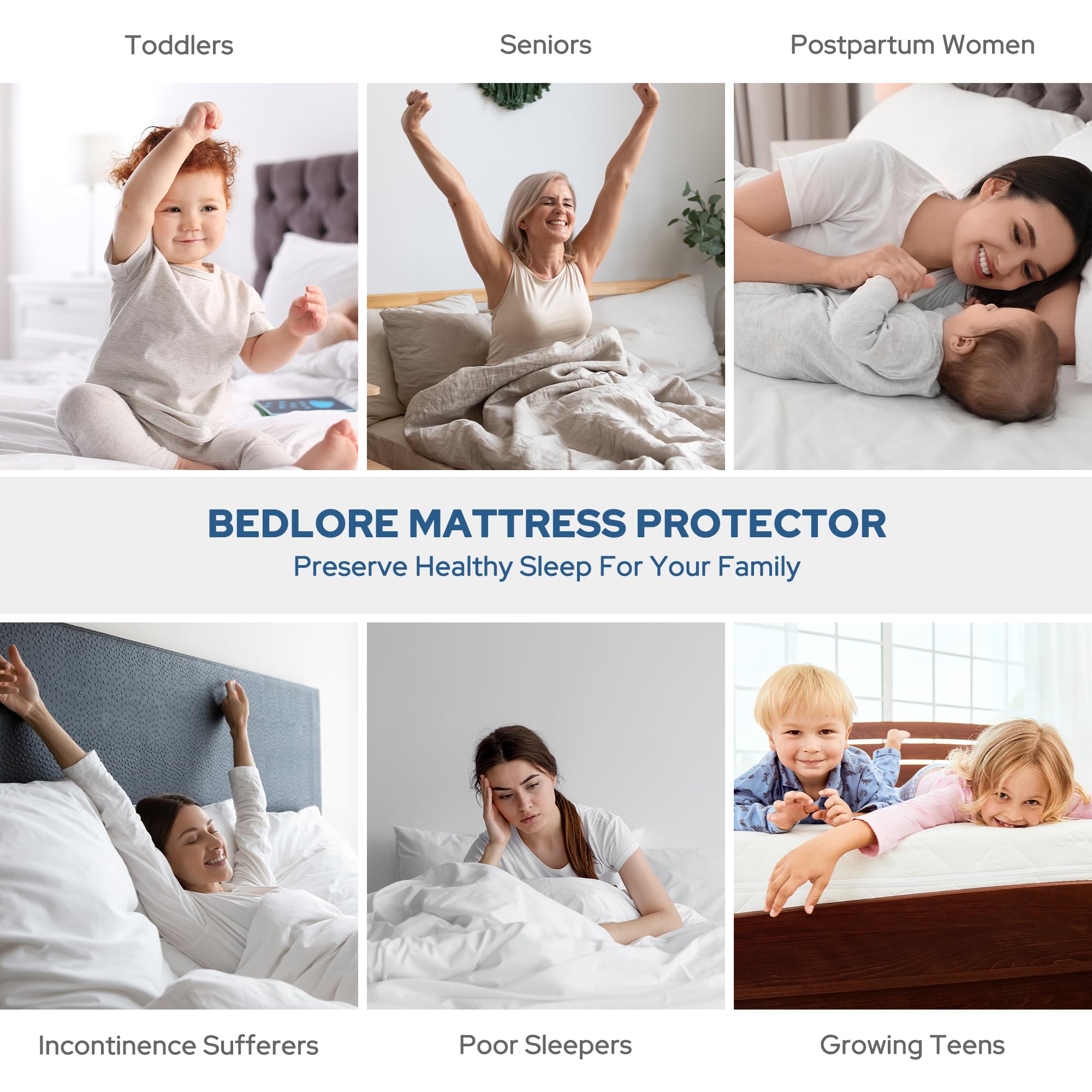 BEDLORE protector on made bed showing discreet waterproof protection in use