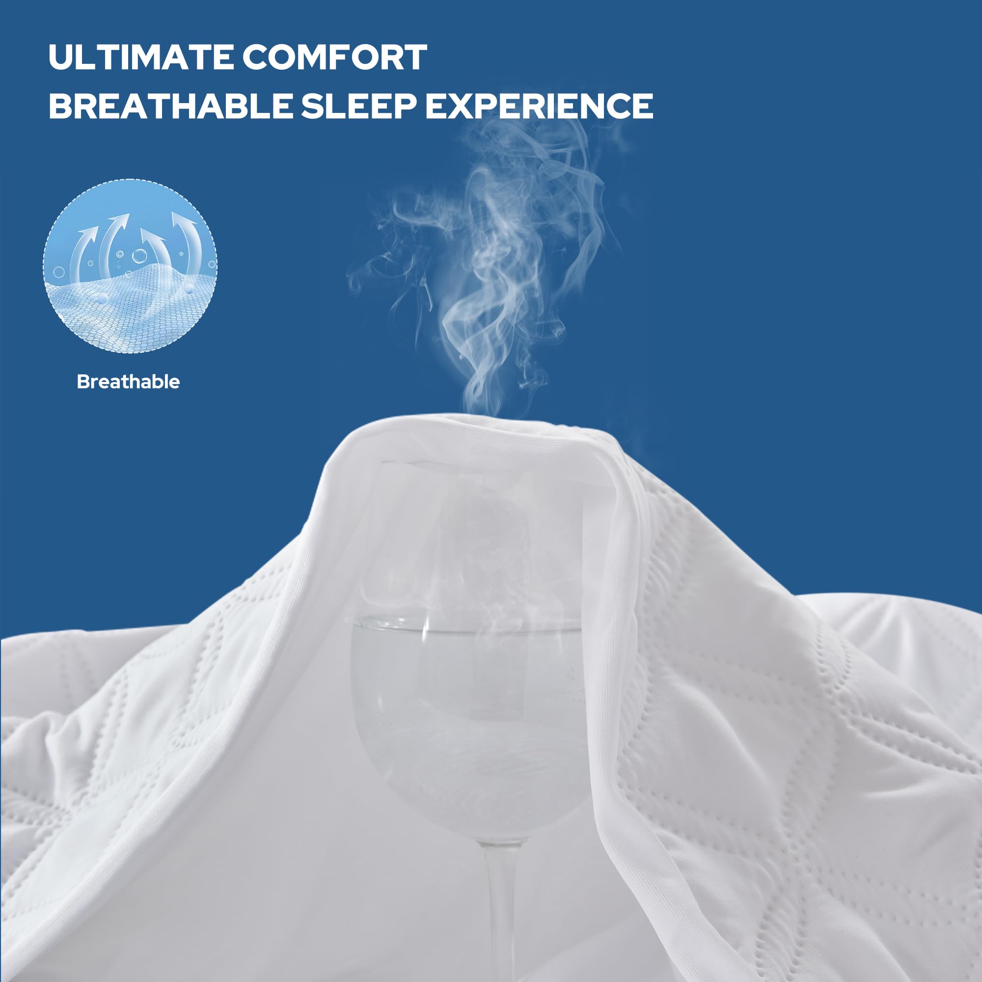 BEDLORE protector in use on made bed demonstrating neat, protected sleep surface