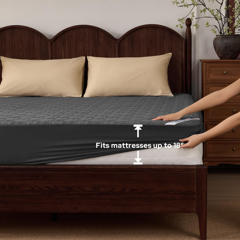 BEDLORE laundered protector folded ready showing easy-care convenience benefit