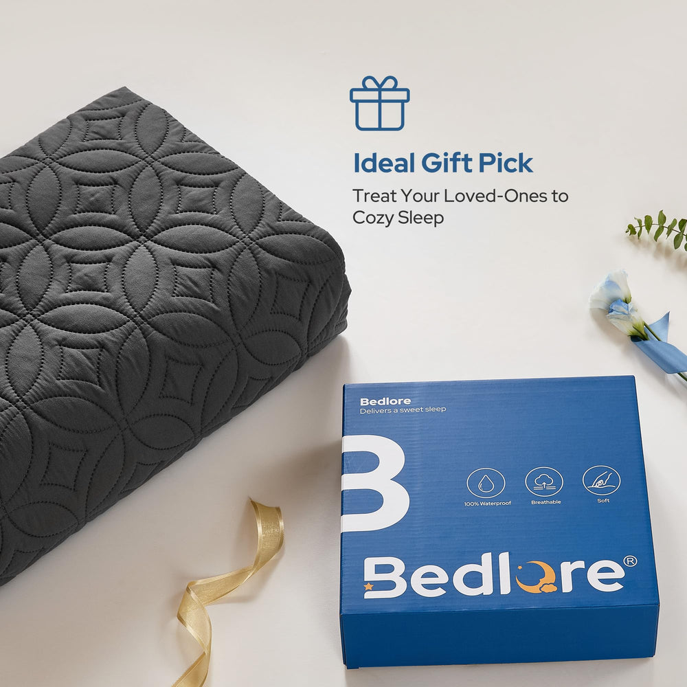 BEDLORE protector on mattress in bedroom demonstrating seamless look benefit