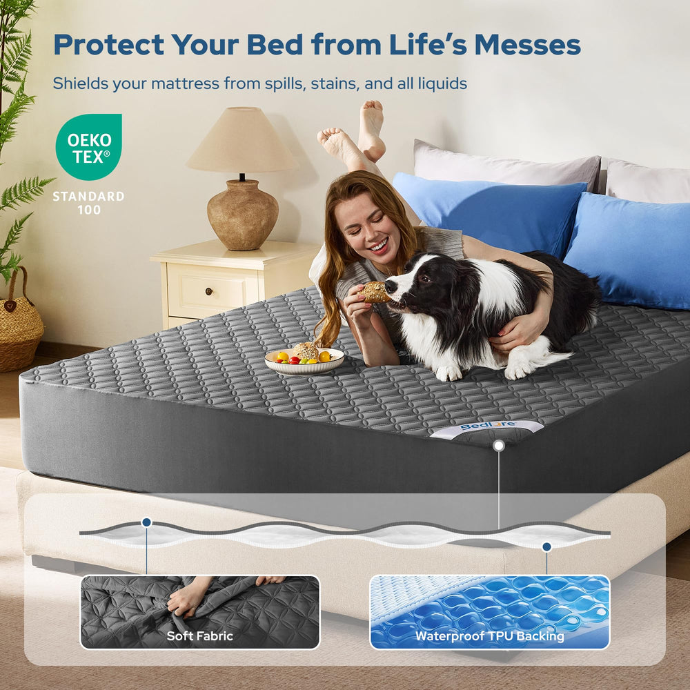BEDLORE elastic skirt hugging mattress up to 18 inches deep securely