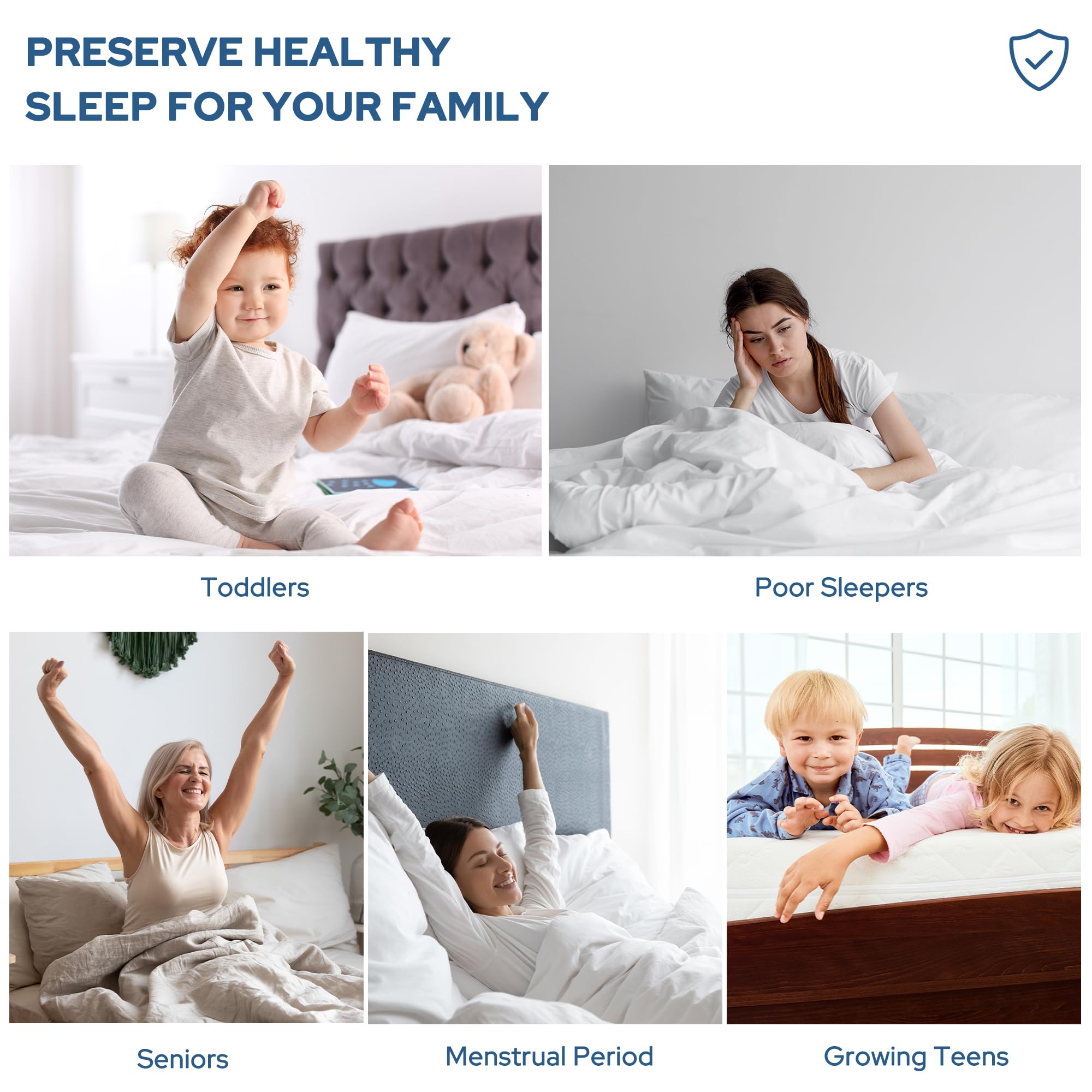 BEDLORE protector displayed on 18-inch mattress to show deep-pocket fit