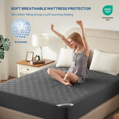 BEDLORE elastic skirt wrapped around thick mattress demonstrating deep fit