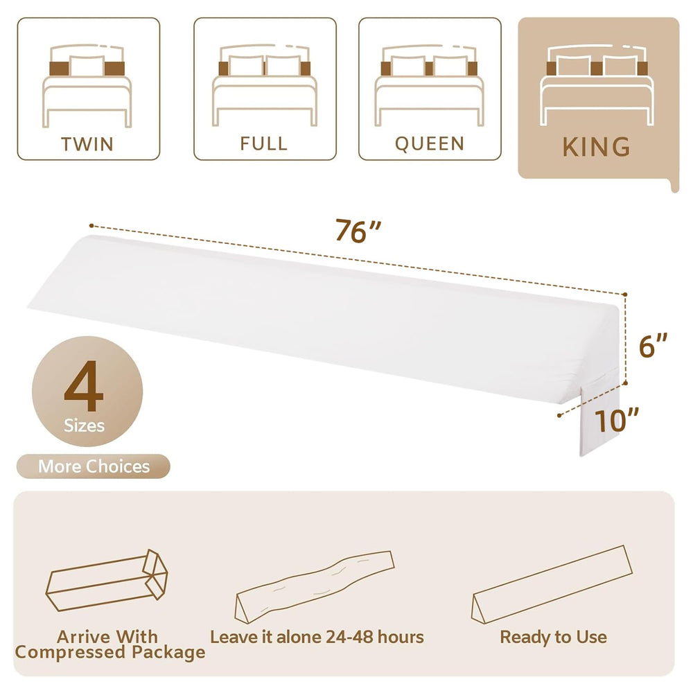 Bedluxe wedge pillow installed against headboard providing back support