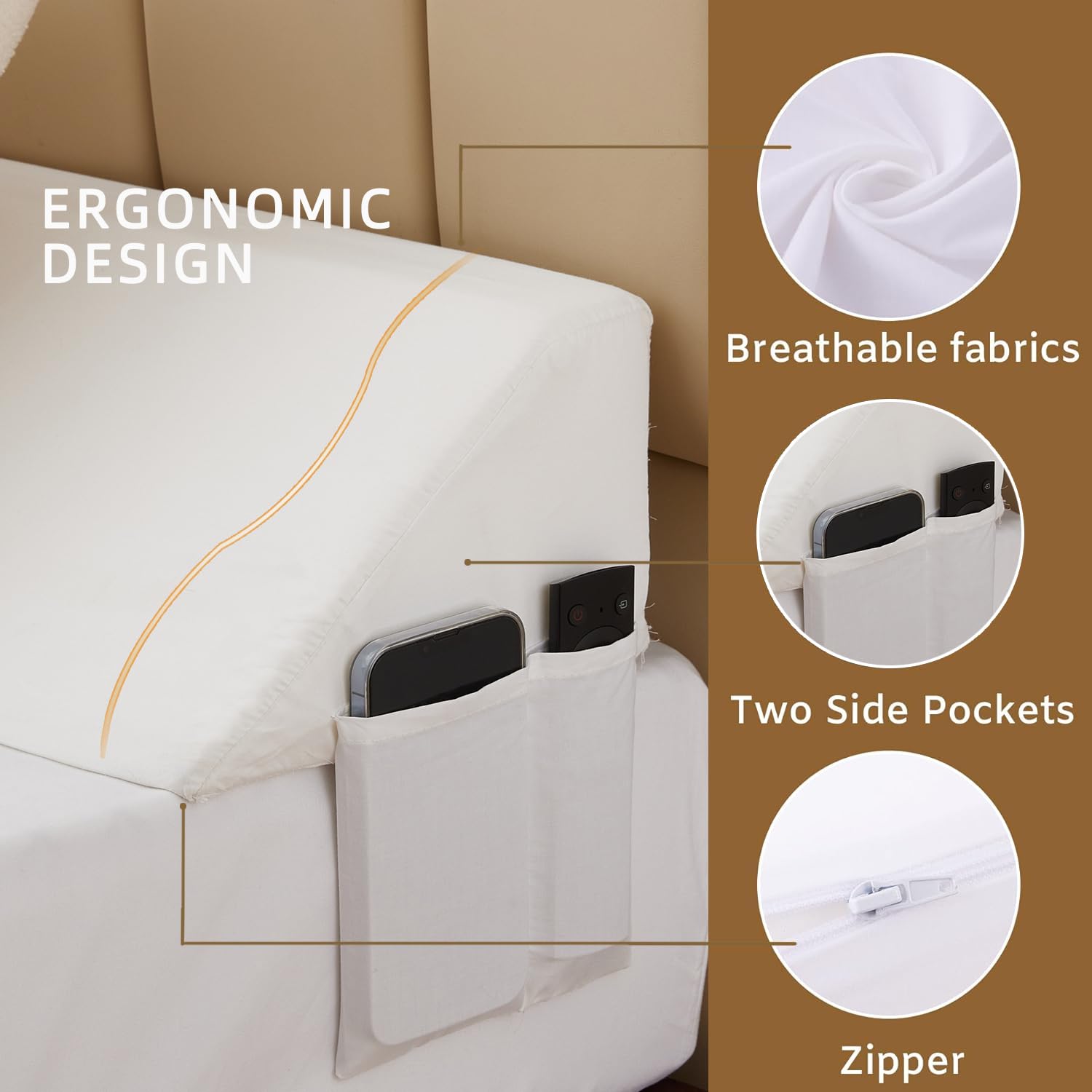 Bedluxe wedge next to ruler demonstrating fit for 0–7 inch gaps