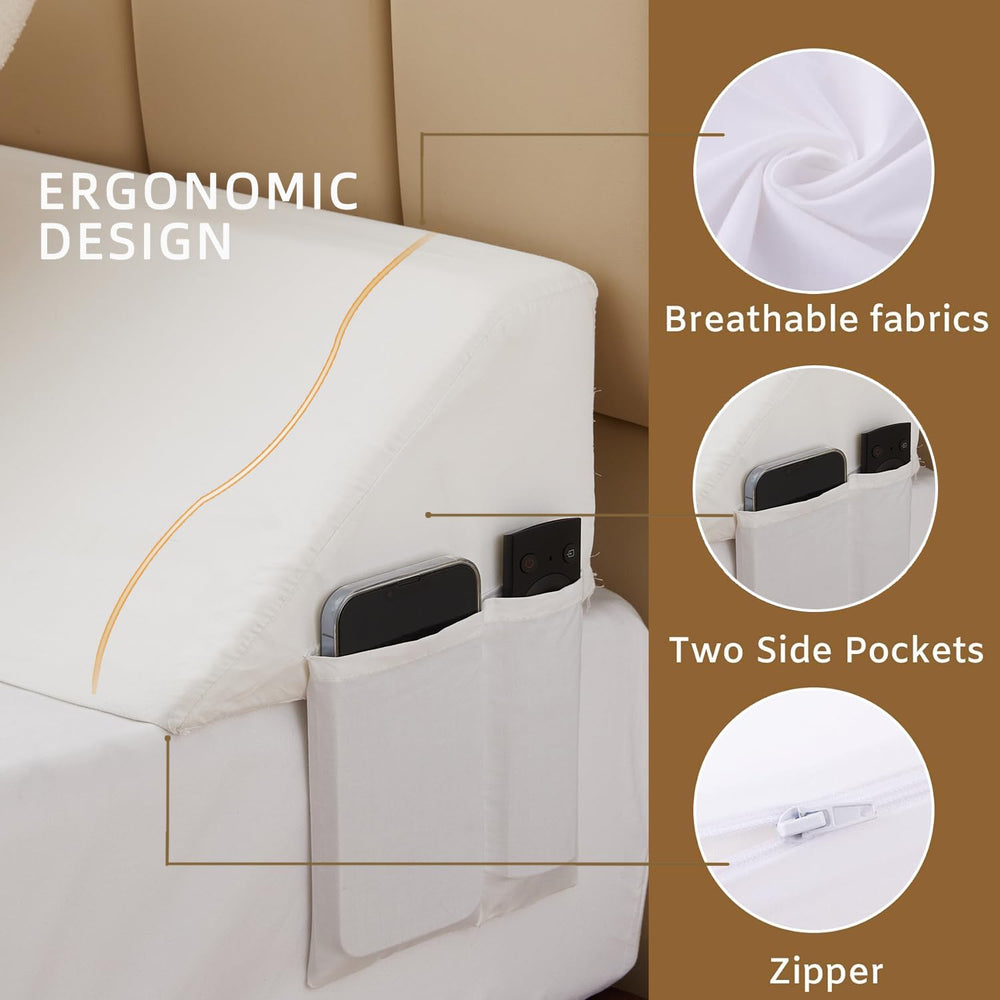 Bedluxe wedge next to ruler demonstrating fit for 0–7 inch gaps