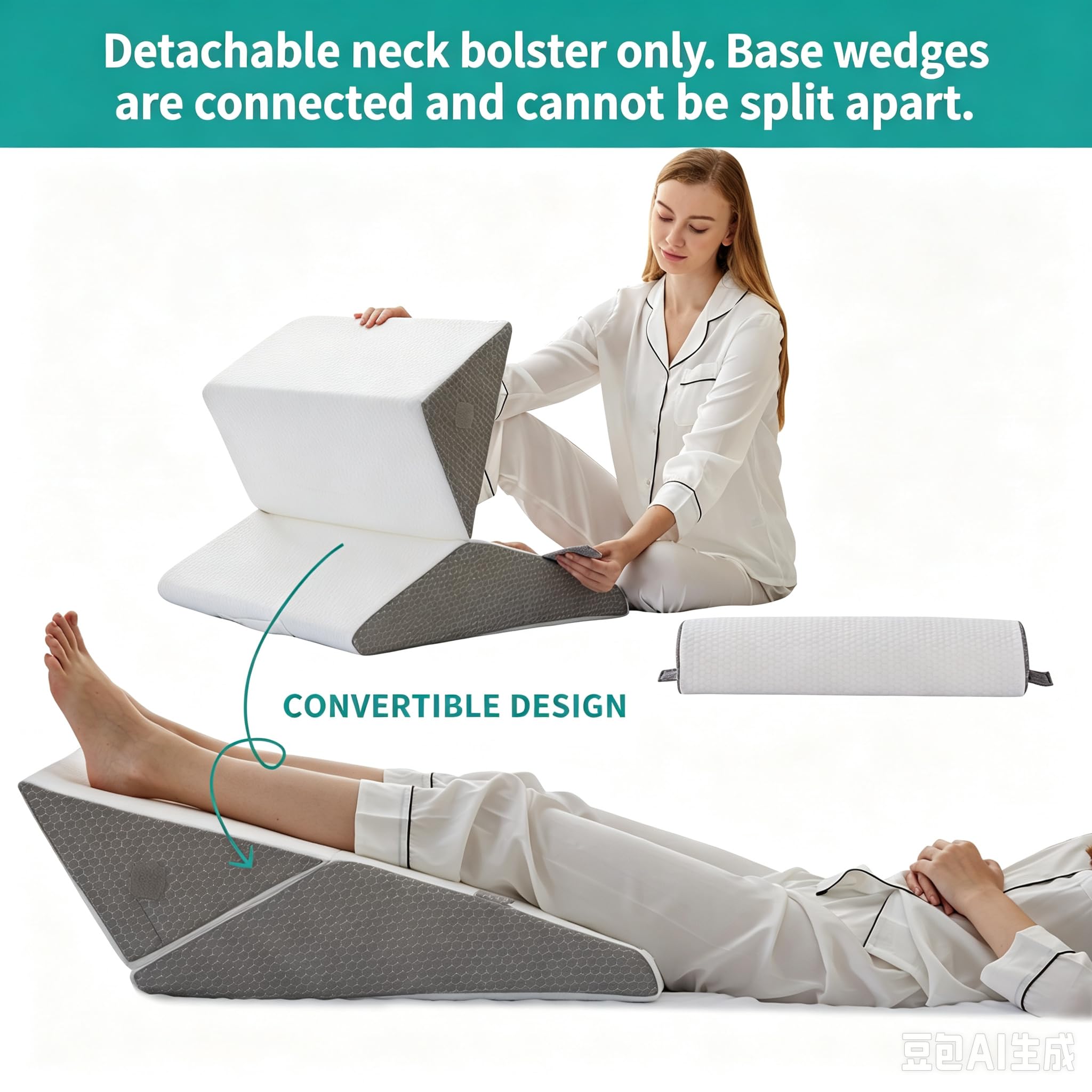 Bedluxe independent neck bolster detail providing targeted head and cervical support
