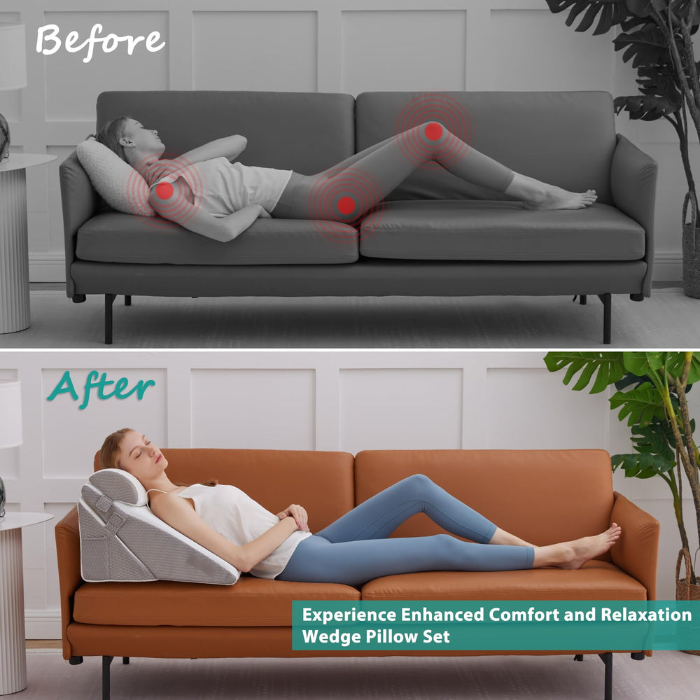 Bedluxe set arranged for leg elevation showing improved circulation support and comfort