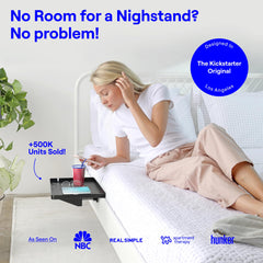 BedShelfie cable catch closeup holding charging cords neatly and accessibly