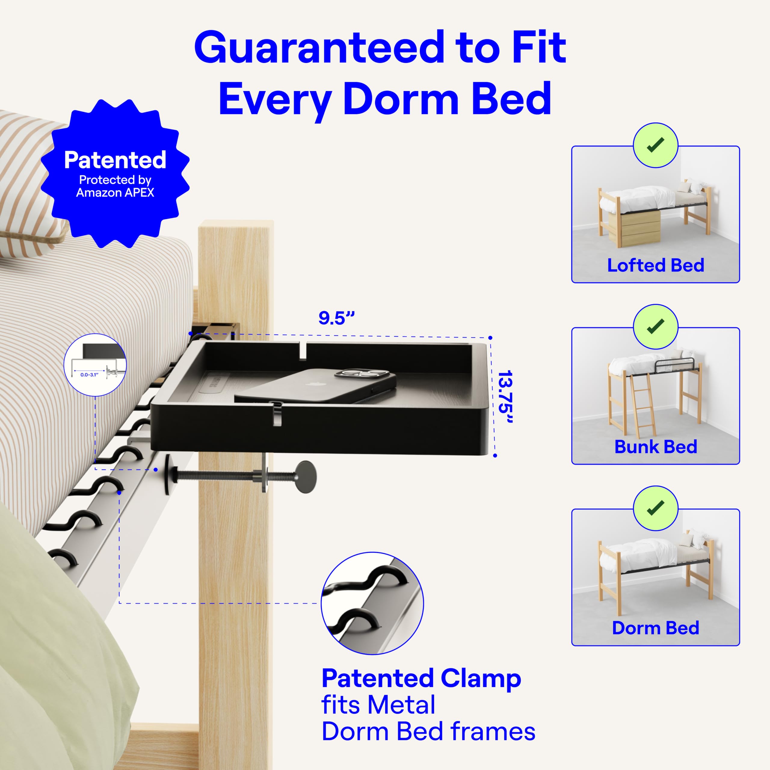 BedShelfie DormEssential Wood close grain detail highlighting durable finish