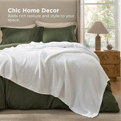 Bedsure draped over made bed in styled bedroom showing hotel-style aesthetic benefit
