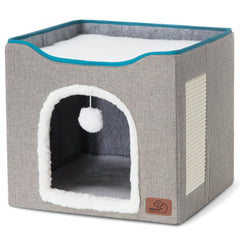 Bedsure fluffy hanging ball detail encouraging batting play and mental stimulation