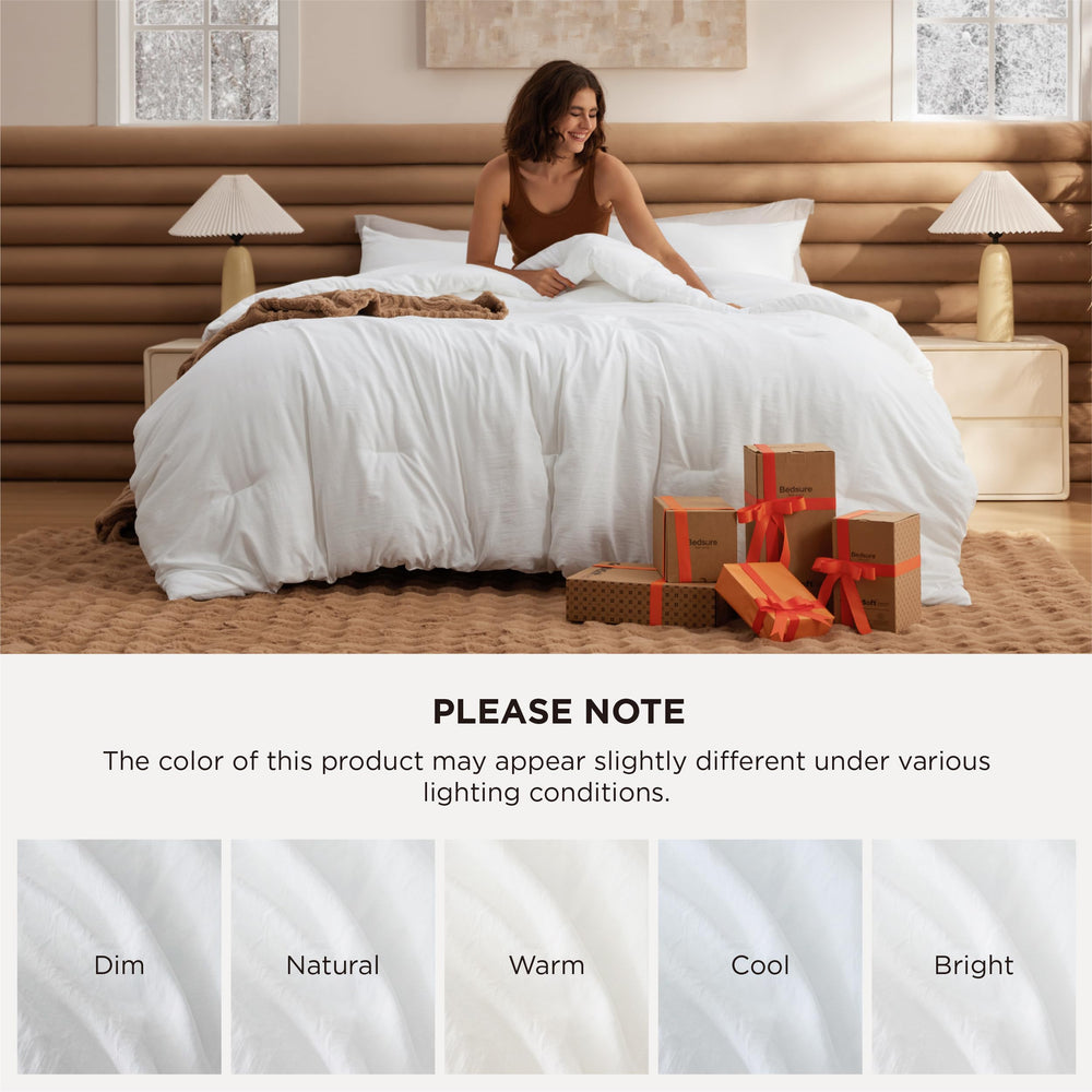 Bedsure lifestyle image of made bed conveying cozy atmosphere and easy care