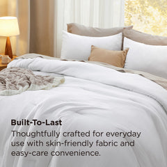 Bedsure styled shams and comforter on bed demonstrating coordinated bedroom styling
