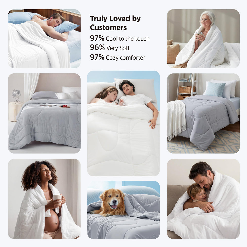 Bedsure comforter next to a ruler showing 88x88 inch queen size for accurate scale