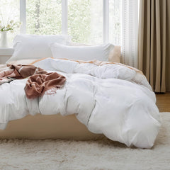 Bedsure duvet cover front view showing crisp white finish and smooth look for clean decor