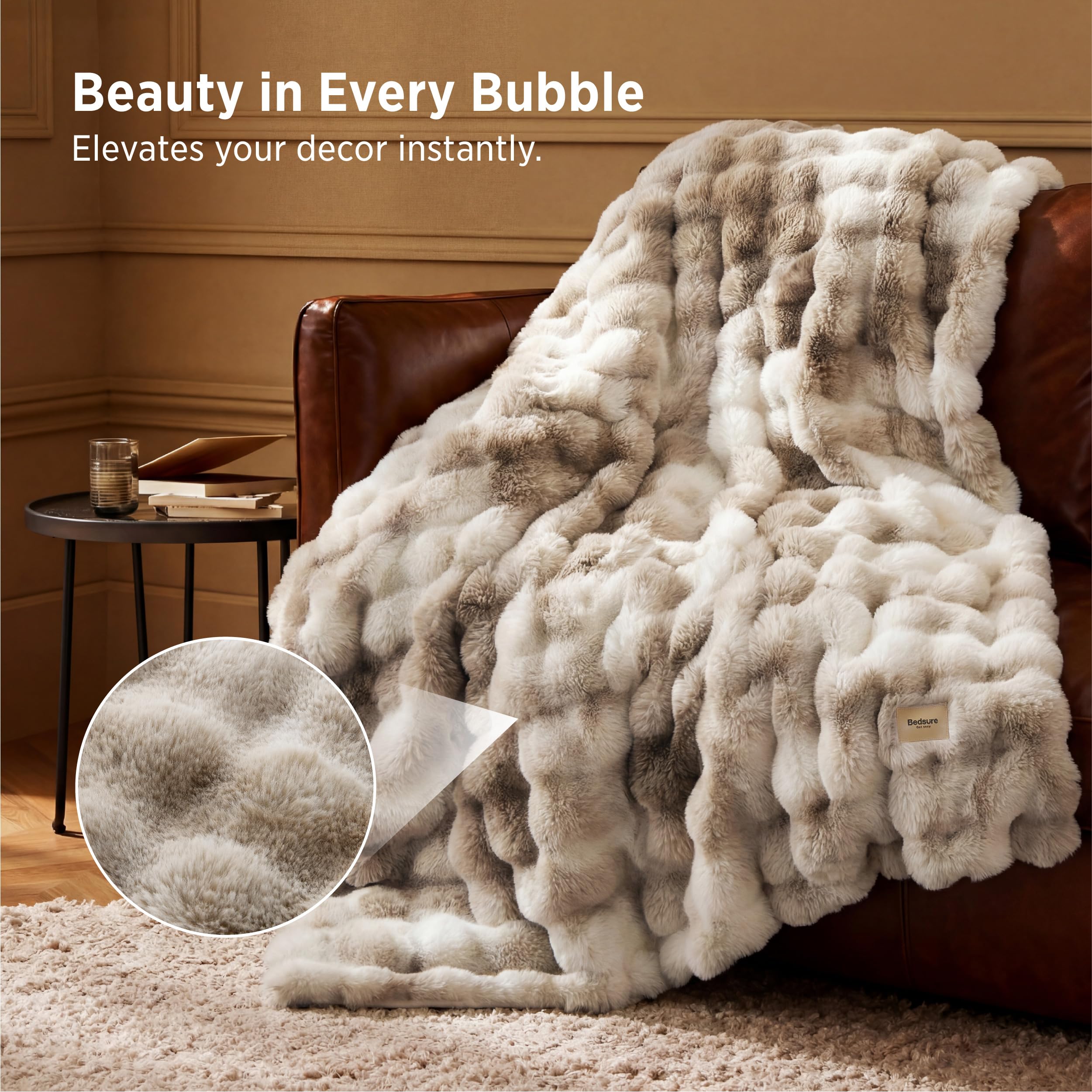 Bedsure close-up of bubble texture highlighting soft touch and depth