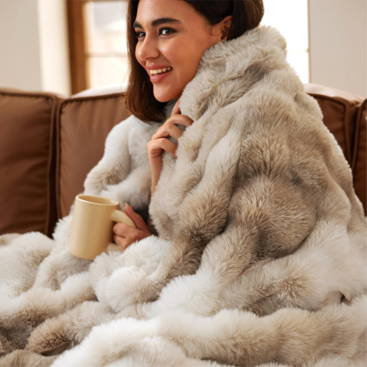 Bedsure fluffy bubble throw front view showing plush bubbles and cozy appeal