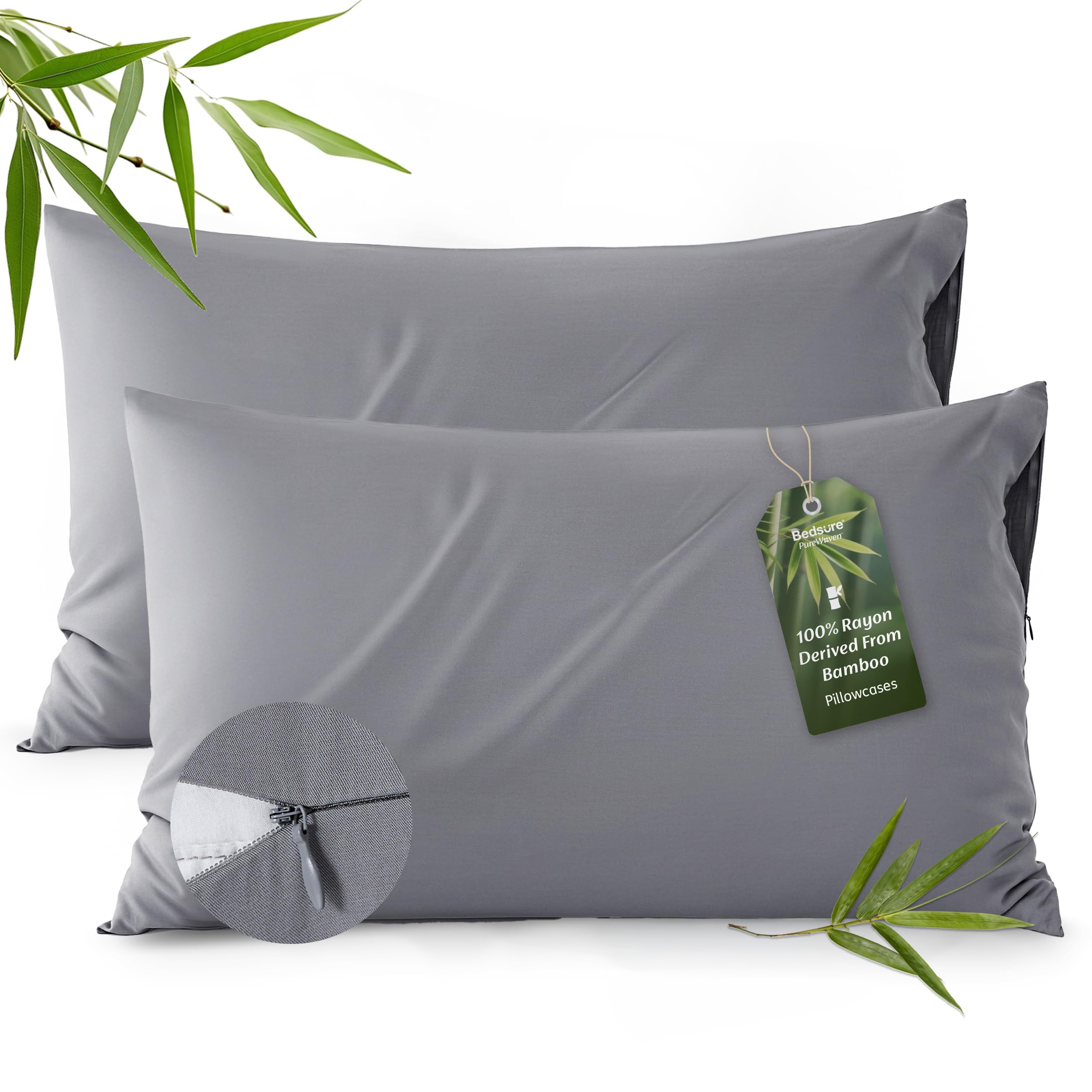 Bedsure front packaging showing queen zipper pillow cases and neat presentation