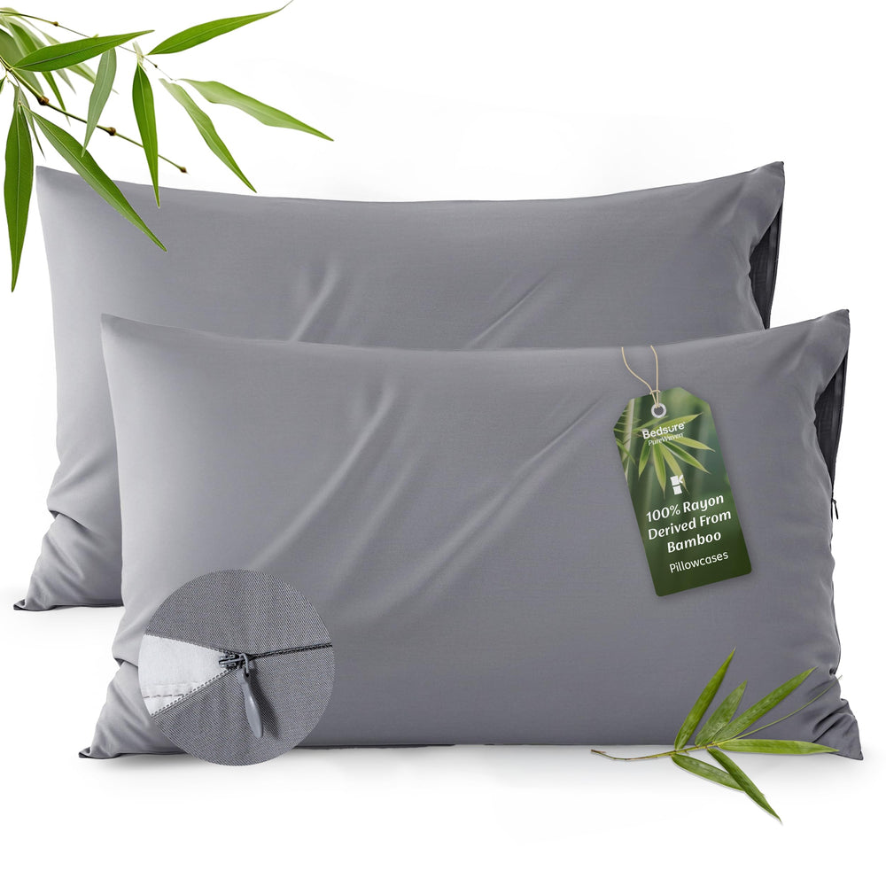Bedsure front packaging showing queen zipper pillow cases and neat presentation