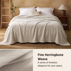 Bedsure herringbone weave close-up highlighting textured pattern and refined look