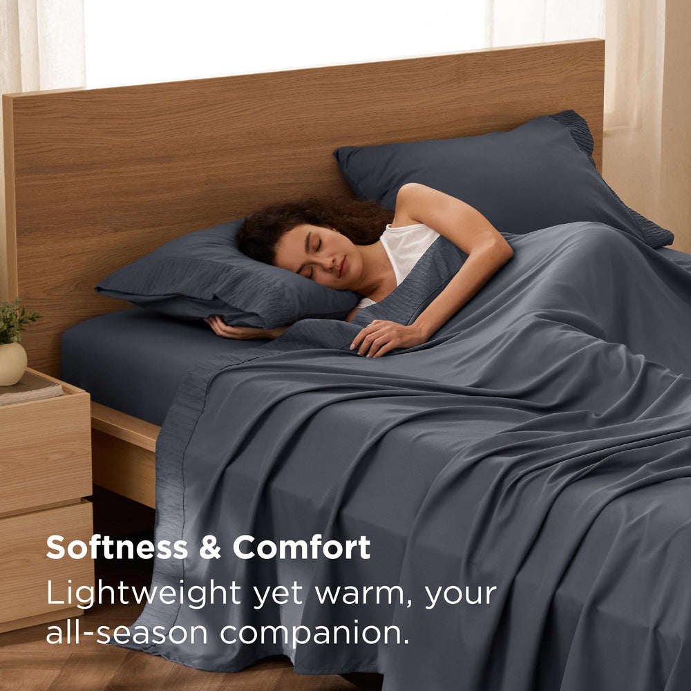 Bedsure fitted sheet deep pocket detail showcasing secure fit for thick mattresses