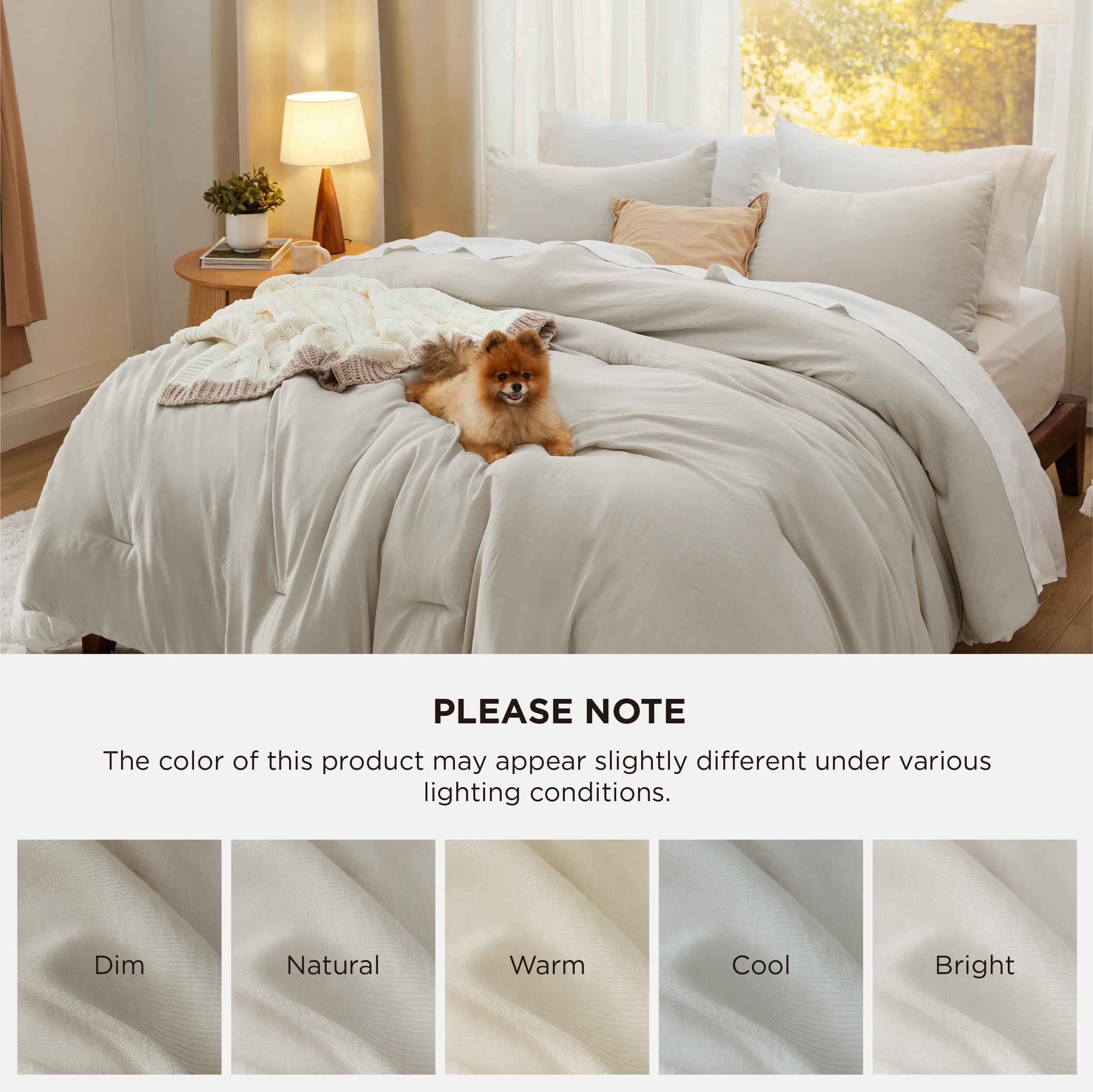 Bedsure styled bedroom scene showing neutral decor and inviting, cozy atmosphere