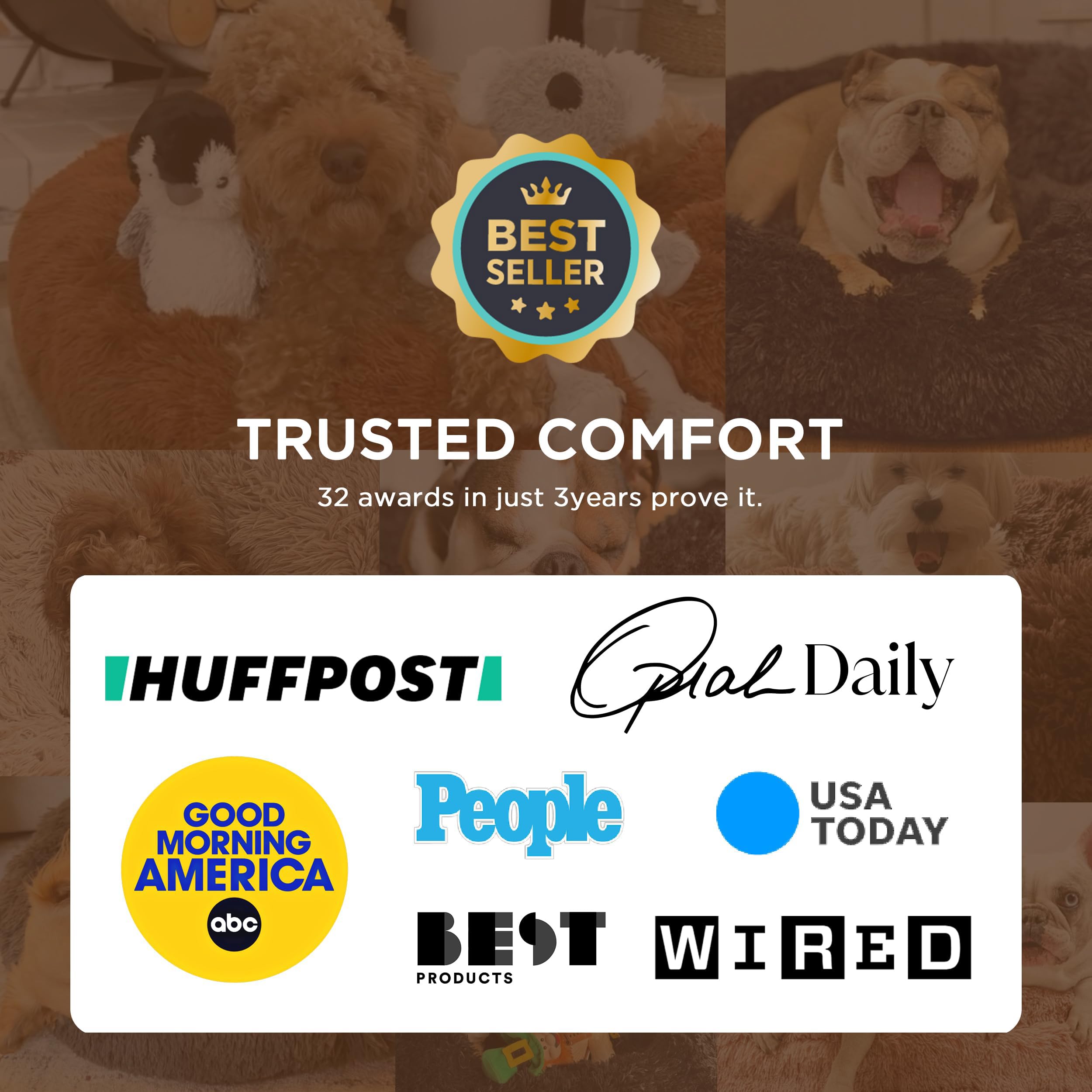 Bedsure small dog curled up in bed demonstrating calming, secure fit