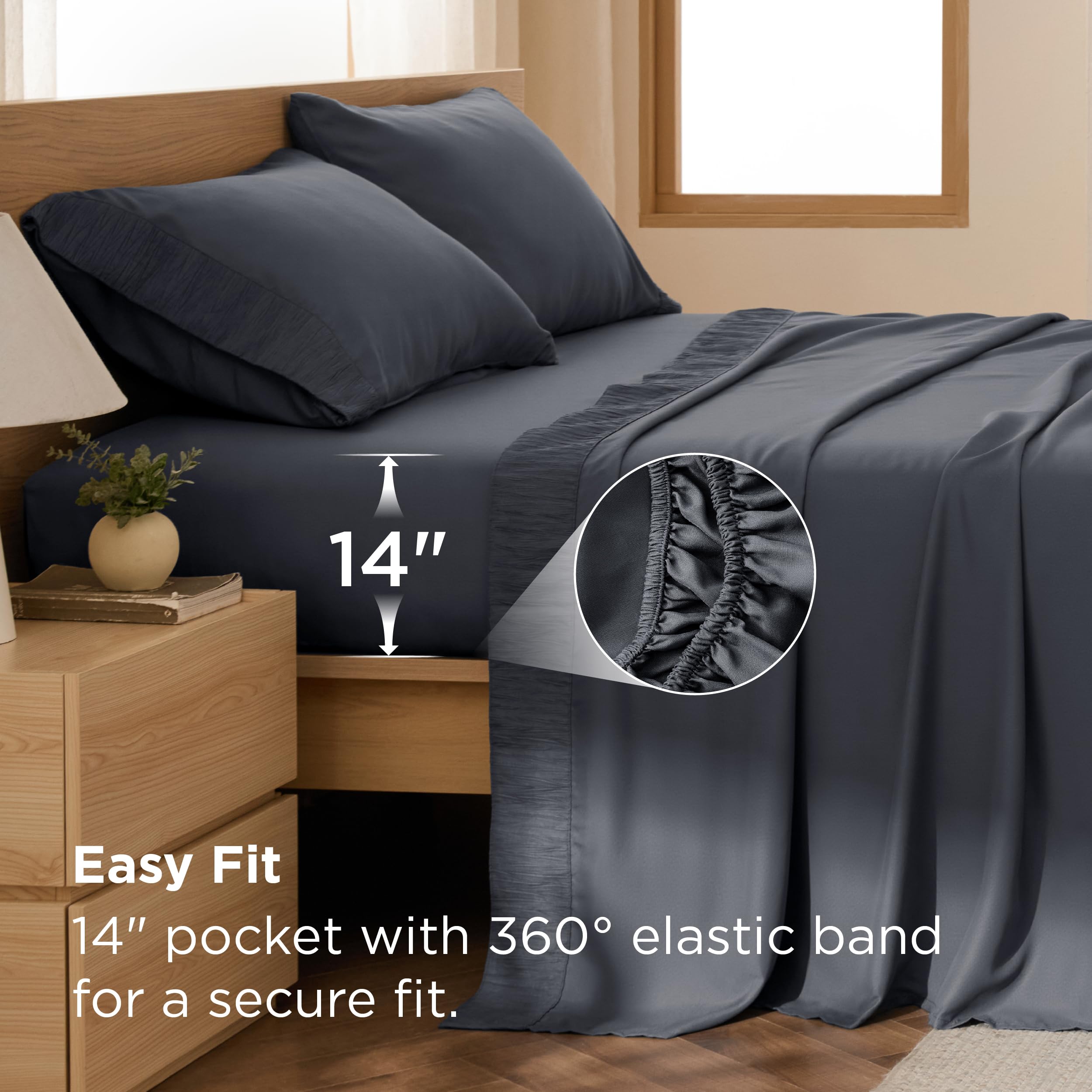 Bedsure ruched hem on pillowcase adding elegant finish and visual appeal