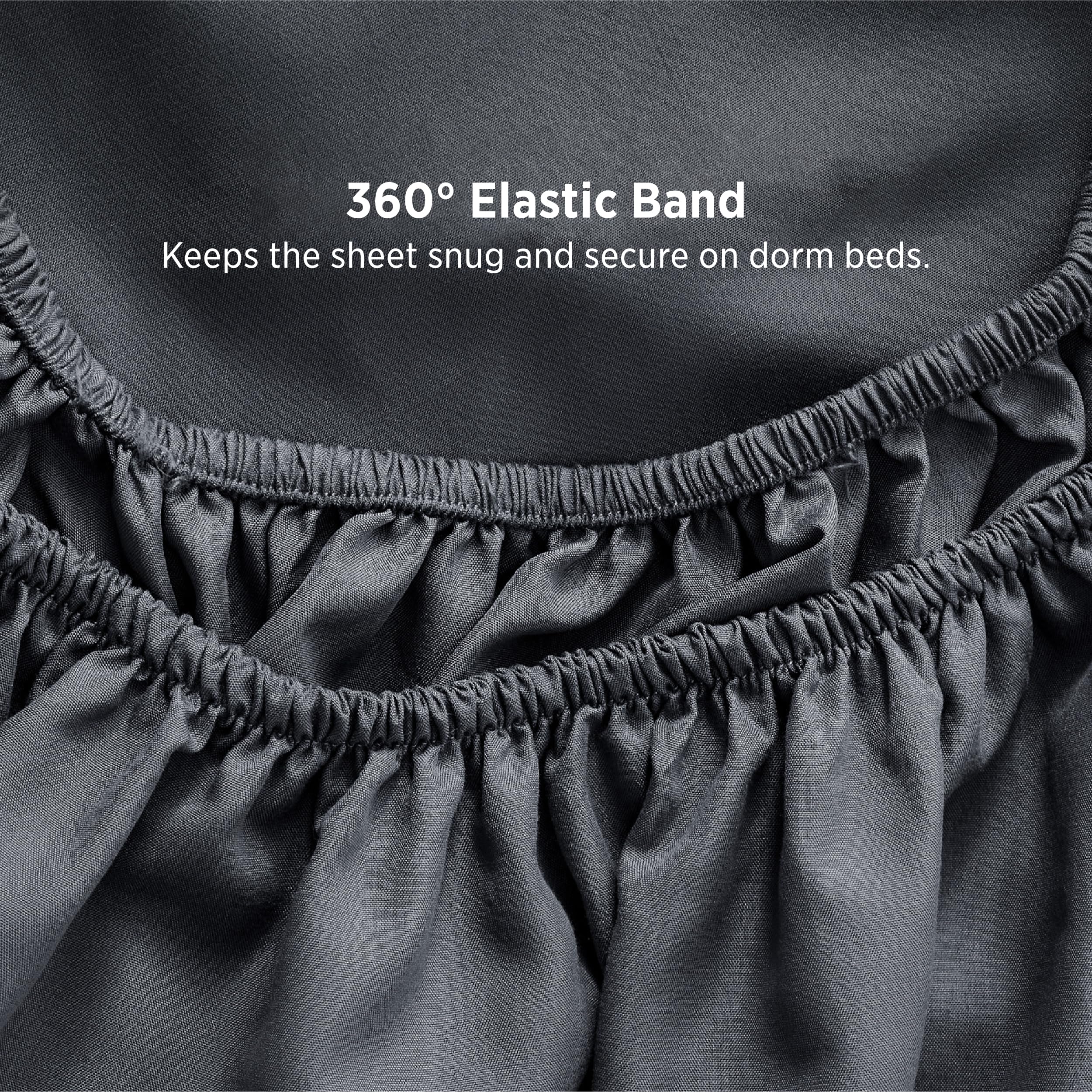 Bedsure sheet set on dorm bed illustrating tidy, stylish room benefit