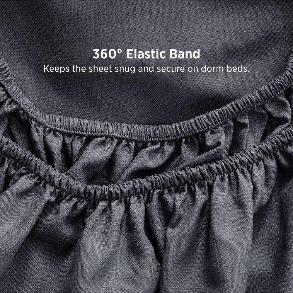 Bedsure sheet set on dorm bed illustrating tidy, stylish room benefit