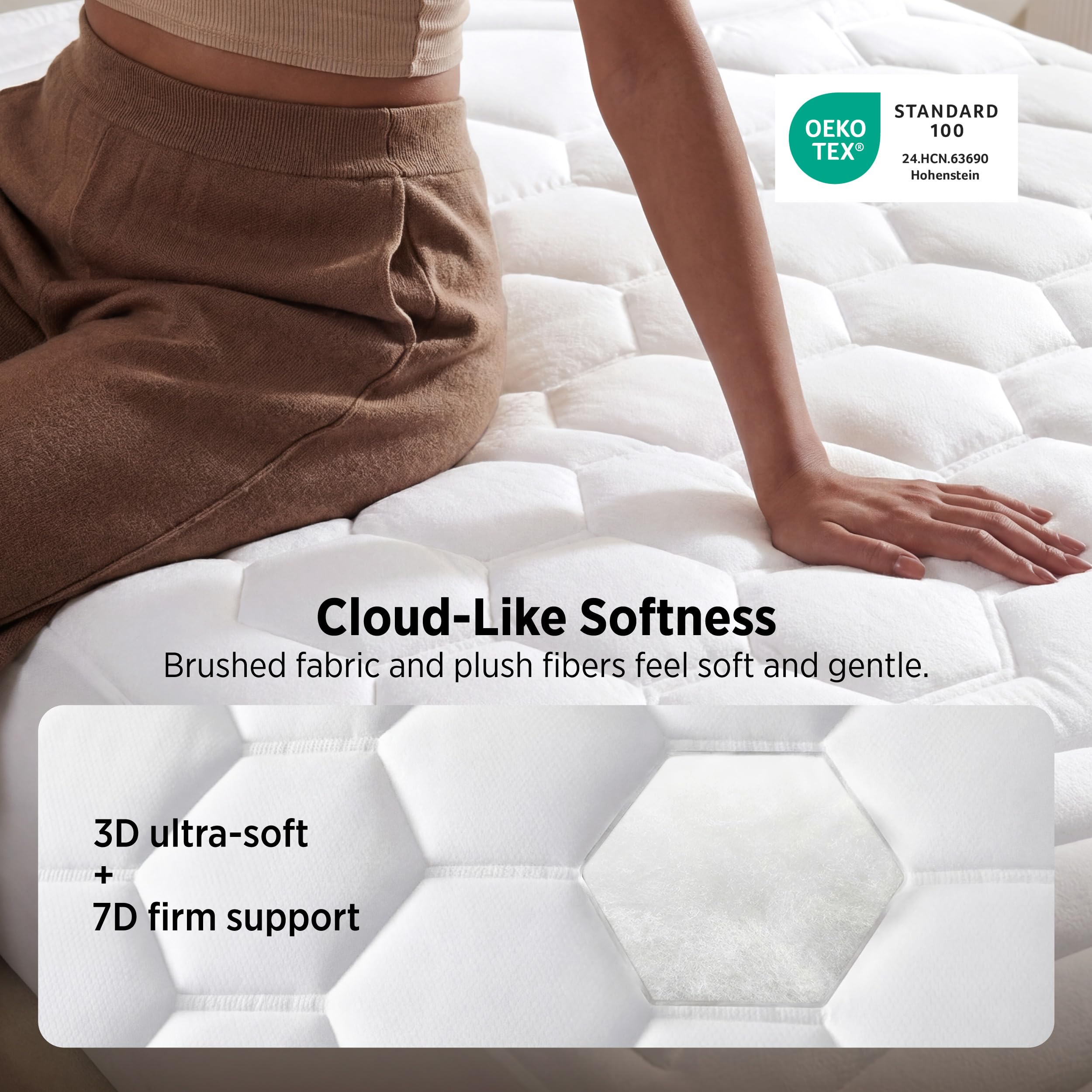 Bedsure side profile illustrating snug all-around fit on mattress